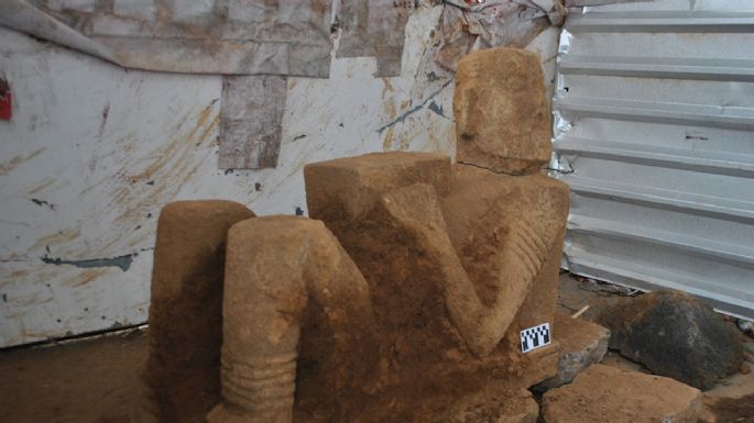 Hallan escultura de Chac Mool dentro de una obra en construcción en Pátzcuaro