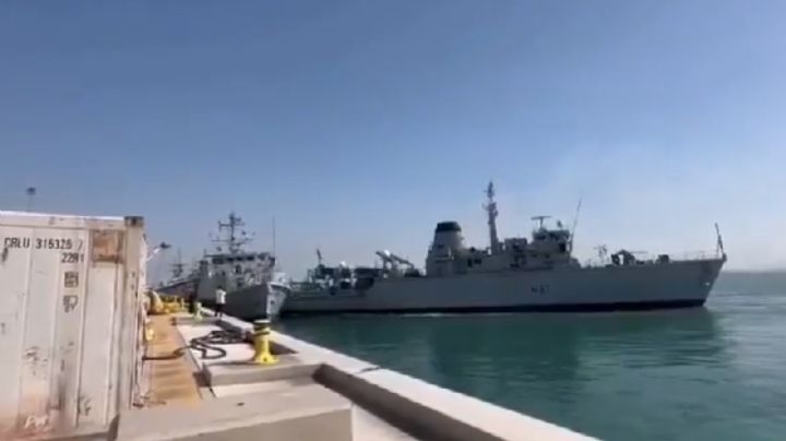 Chocan dos buques de guerra británicos en un puerto de Bahréin (Video)