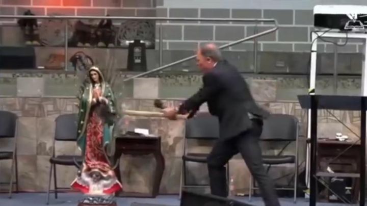 Se viraliza video de un pastor que destruye las figuras de la Virgen y la Santa Muerte