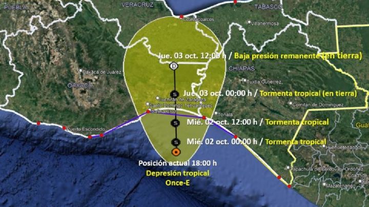 Primera tormenta tropical del sexenio: la depresión tropical Once-E se convertiría en Kristy