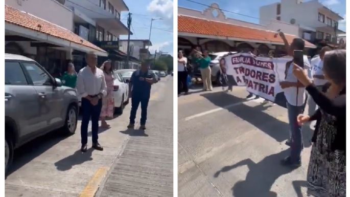 Trabajadores del Poder Judicial increpan a Yunes Linares: “Traidor, te vendiste al dictador”