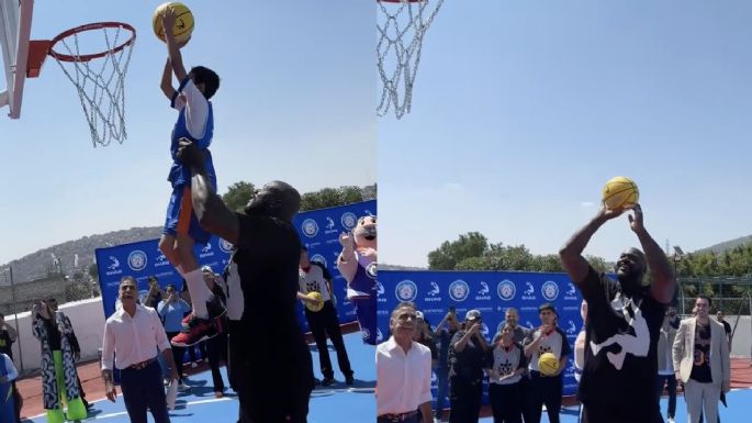 Shaquille O’Neal visitó Ecatepec y donó 500 pares de tenis deportivos a niños de ese municipio