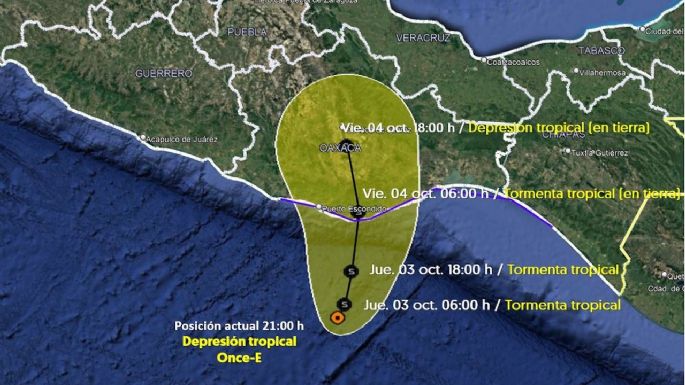 Depresión tropical Once-E amaga a Huatulco y Puerto Escondido: así lloverá el jueves