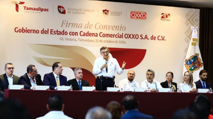 Firman convenio Gobierno de Tamaulipas y Oxxo para fortalecer seguridad