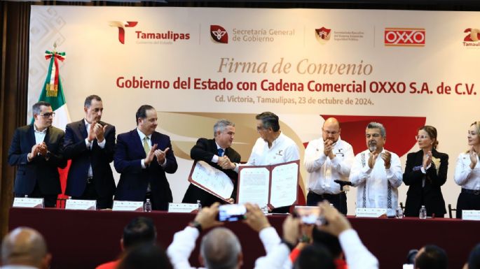 Firman convenio Gobierno de Tamaulipas y Oxxo para fortalecer seguridad