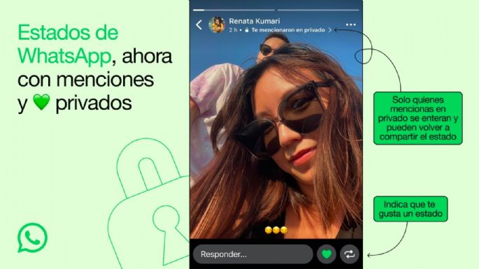 WhatsApp permite mencionar de manera privada en los estados