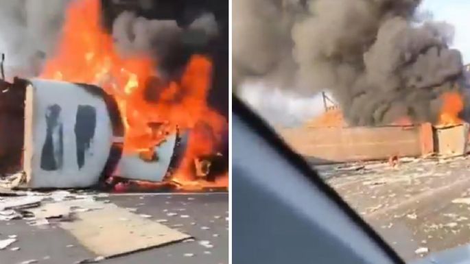 Chocan de frente un tráiler y una camioneta Urvan en la autopista Siglo XXI; mueren ocho