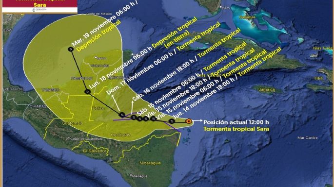 Se forma la tormenta tropical Sara en el Caribe: esta es su trayectoria rumbo a México