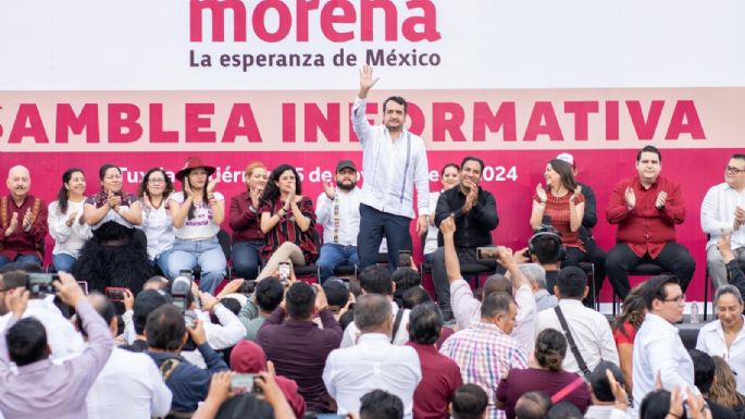 Luisa María Alcalde y “Andy” López celebran asamblea informativa de Morena en Chiapas