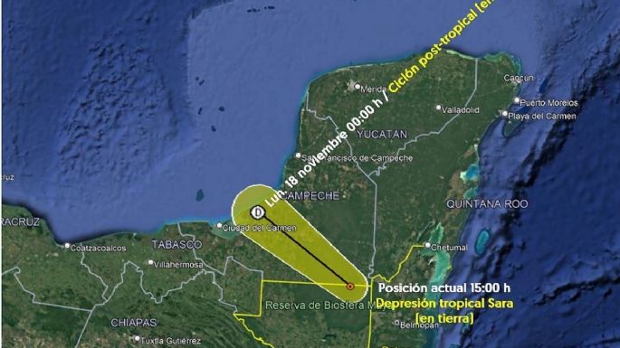 Sara entra a México como depresión tropical: estas son las entidades afectadas