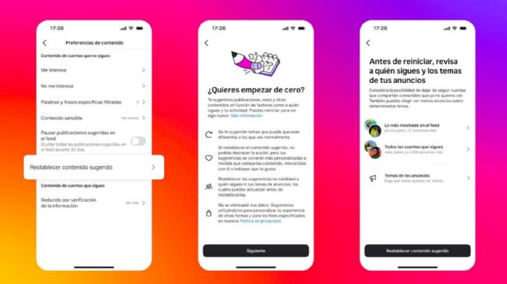 Instagram prueba una función que permite restablecer las recomendaciones de contenido