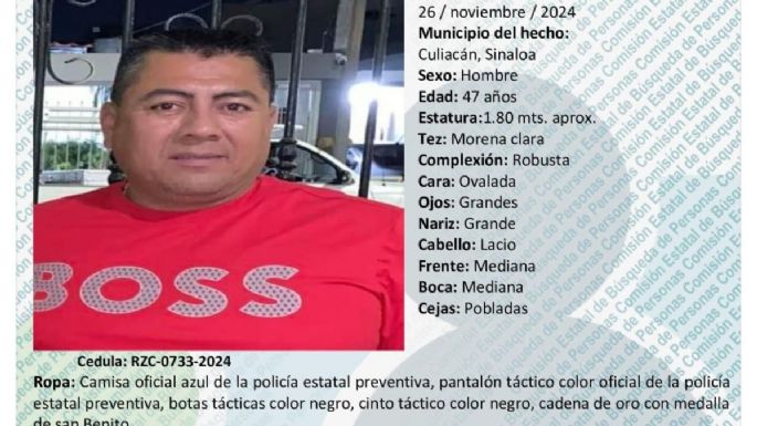 Encuentran el cuerpo de policía estatal levantado hace dos días en Culiacán