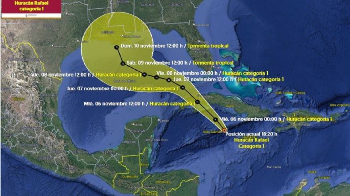 Rafael se intensifica a huracán categoría 1; esta es su trayectoria