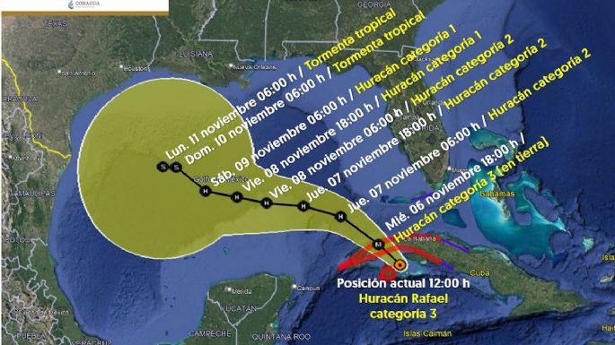 Rafael se intensifica a huracán categoría 3; así afectará a México