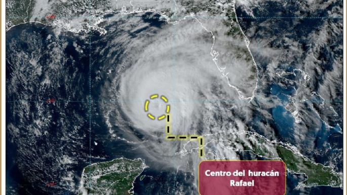 Huracán Rafael categoría 2 avanza en el Golfo de México con esta trayectoria