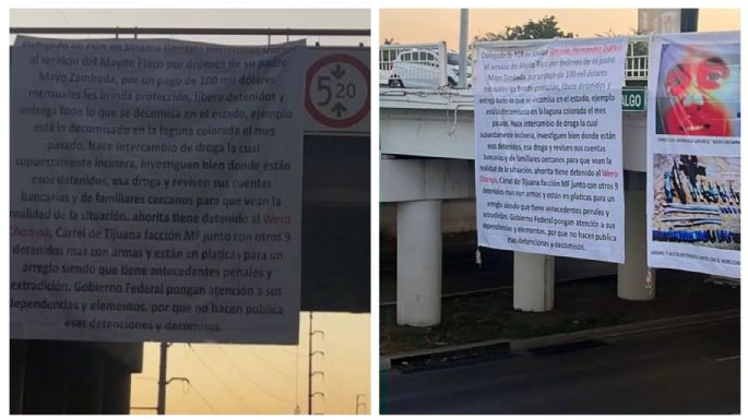 Nuevas narcomantas en Culiacán señalan a funcionario de la FGR