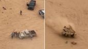 Aparatoso accidente en el Desierto de Altar: camioneta vuelca y tripulantes salen disparados (Video)