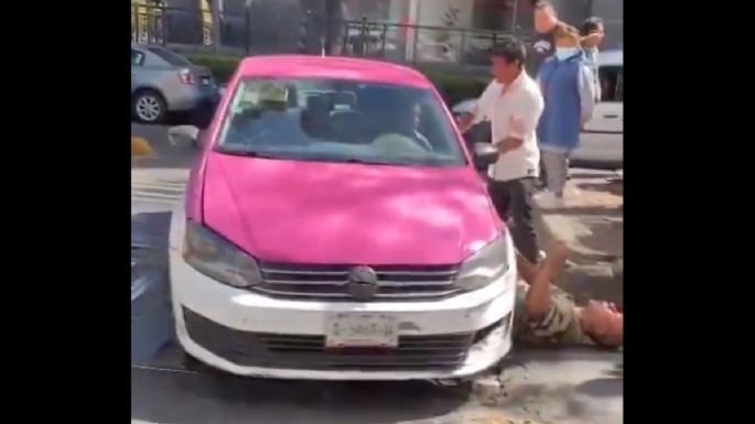Taxista atropella a un peatón tras un incidente vial en Polanco (Video)