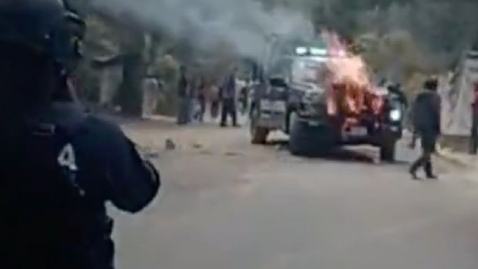 Agresión a policías en Lerma deja dos patrullas incendiadas y dos presuntos delincuentes heridos