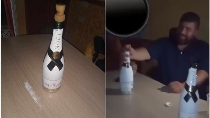 “Arre con la que barre”: Captan al alcalde de Piaxtla brindando con champagne Moét