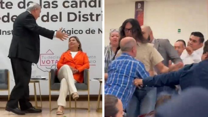 Aspirante a diputado encara a candidata de MC y desata trifulca en pleno debate en NL (Video)