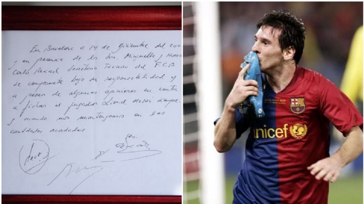 En esta cantidad se subastó la servilleta que fue el primer contrato de Messi con el Barcelona