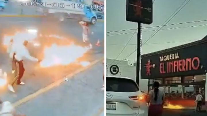 Tragafuegos incendia a mariachis durante una riña frente a taquería "El Infierno" de Morelia (Video)