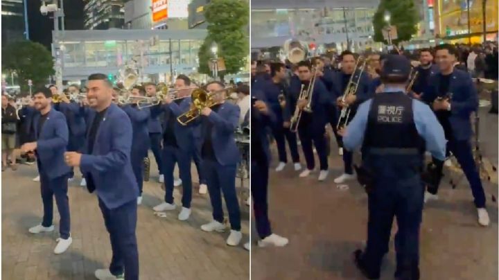 ¡Les cayó la policía! Así callaron a la Banda El Recodo mientras tocaba en calles de Japón (Videos)
