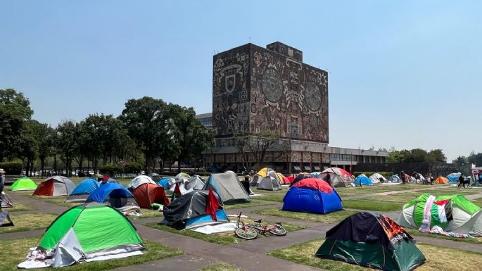 Estudiantes de la UNAM instalan campamento pro Palestina en Ciudad Universitaria