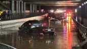 Tromba provoca inundaciones en bajo puentes de Periférico Norte, en Naucalpan (Videos)