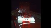 Trailero embiste a delincuentes que intentaban asaltarlo en la autopista Puebla-Orizaba (Video)