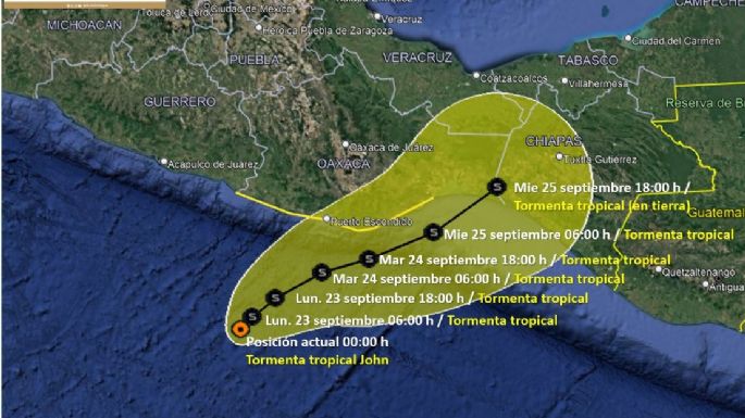 Se forma la tormenta tropical John y amenazan más ciclones; lluvias torrenciales de lunes a jueves