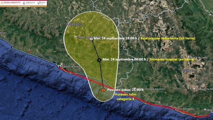 John se transforma rápidamente en huracán de categoría 3 frente al sur de México