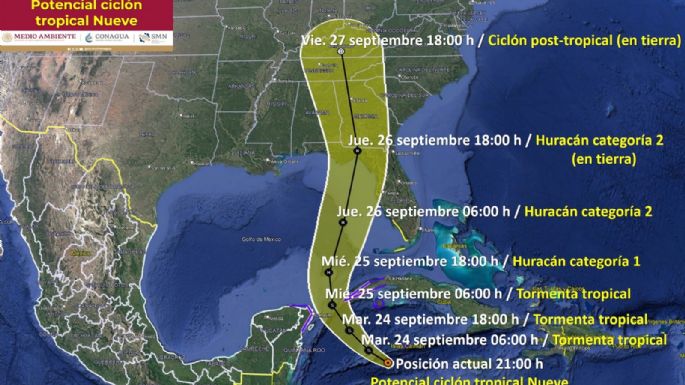 Y ahora el potencial ciclón Nueve amenaza a Quintana Roo; se convertiría en la tormenta Helene