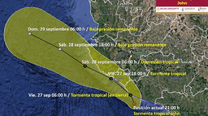 John vuelve a ser tormenta tropical y amenaza a Michoacán y Colima; alertan de más inundaciones