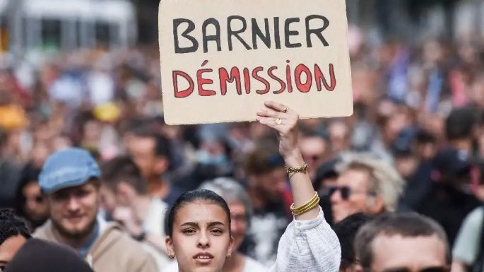 Protestan en Francia contra nombramiento de Barnier como nuevo primer ministro