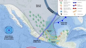 Masa de aire frío y frente 11 cubrirán el país; lluvias fuertes de lunes a jueves en estas entidades