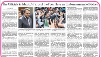El diario The New York Times destaca los lujos de integrantes de Morena