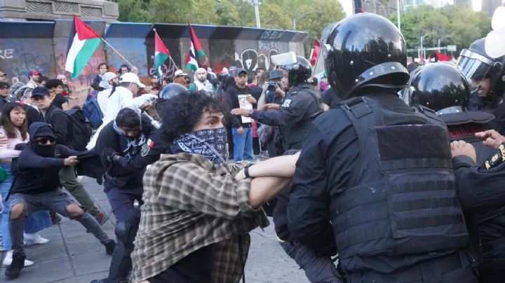 Encapuchados causan destrozos durante marcha en apoyo a Palestina (Video)
