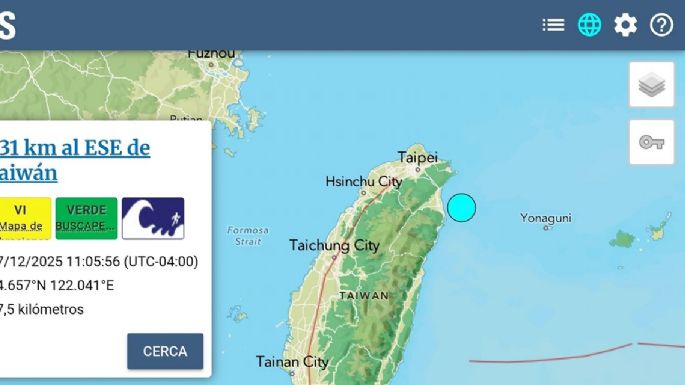 Terremoto de magnitud 7.0 sacude el noreste de Taiwán