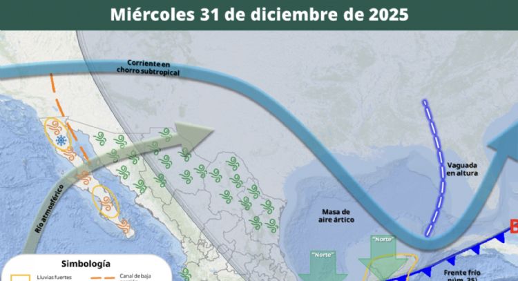 Masa de aire ártico del frente frío 25 congelará el fin de año; así lloverá de lunes a jueves
