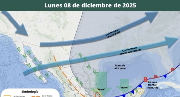 Frente frío 19 llega con todo y masa de aire polar: lluvias de lunes a jueves en estas entidades