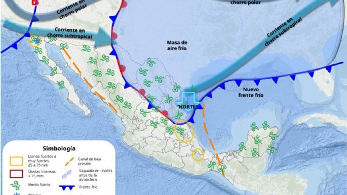 Llega el frente frío 26; lluvias fuertes e intensas este jueves en los siguientes estados