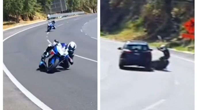 Graban accidente de motociclista en la autopista México-Cuernavaca (Video)