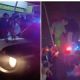 Jóvenes que arman arrancones brincan sobre patrulla con policías en su interior en Puebla (Video)