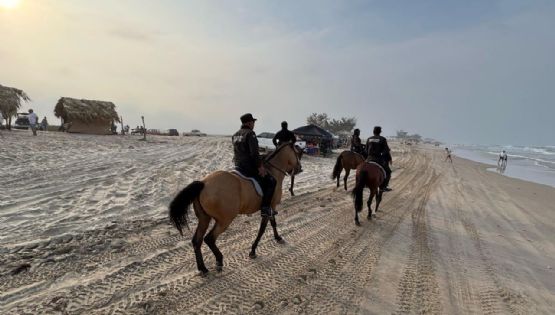 Agrupamiento Montado de la Guardia Estatal brinda seguridad en La Pesca