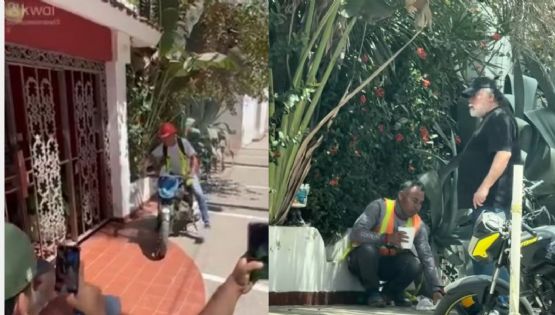 Protestan con huevazos en casa de extranjero que corrió a obrero por comer en la banqueta (VIDEOS)