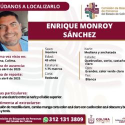 Reportan desaparición de Enrique Monroy Sánchez, expresidente municipal de Villa de Álvarez