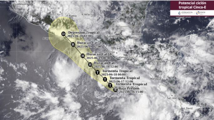 Surge el potencial ciclón tropical Cinco-E; en horas podría convertirse en la tormenta Erick