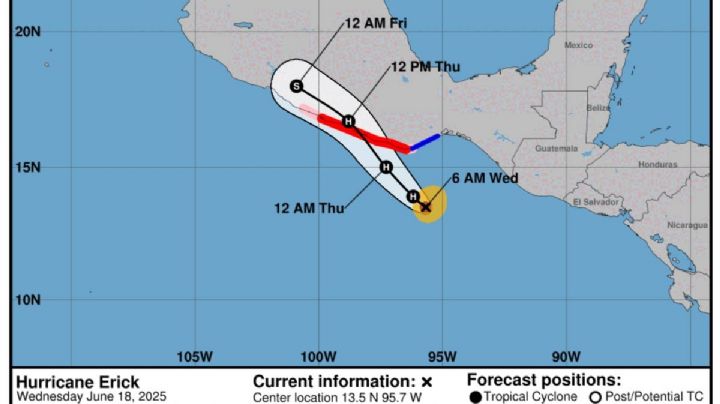 "Erick" se convierte en huracán y avanza hacia las costas de Oaxaca y Guerrero